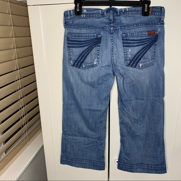 7 for All Mankind Bermuda Denim Shorts Crop Dojo Jeans - Picture 6 of 16